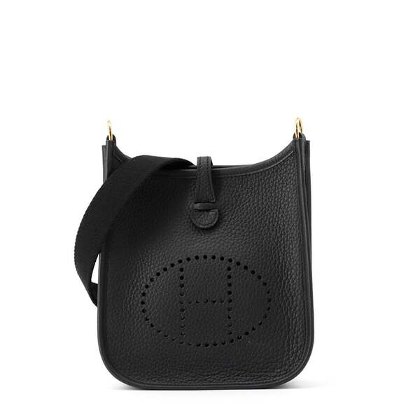 Hermès Handbags - Hermes Black Evelyne TPM 111cm